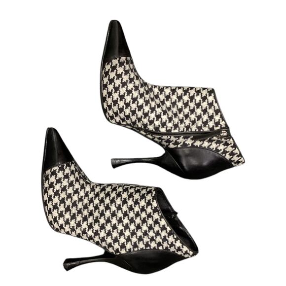 Alexander McQueen Women Booties S.7 Black And White Houndstooth Pattern Zippers - Picture 2 of 6